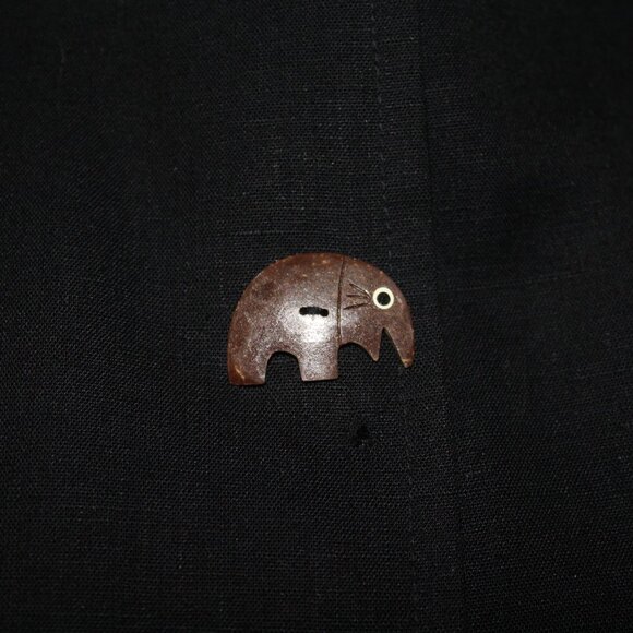 Evan-Picone Dress South Pacific BLACK Shell Animal Buttons Shift 8 VINTAGE - Picture 6 of 15